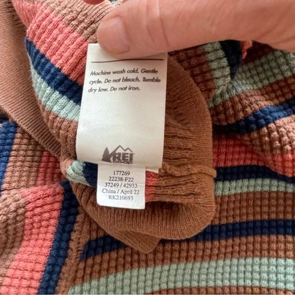 REI Co-op Women’s Lg Wallace Lake Waffle striped Sweater Multicolor Long Sleeve - Picture 12 of 14